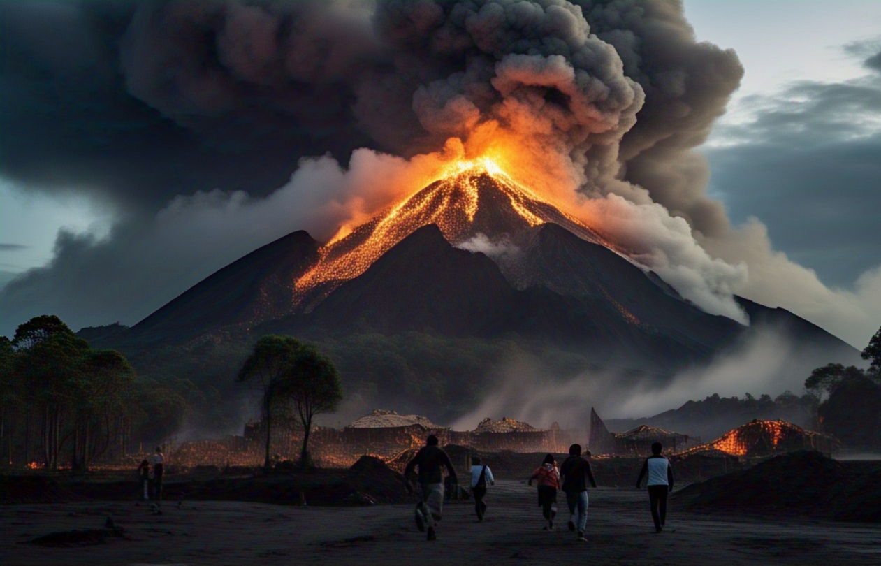 ilustrasi Gunung Lewotobi meletus